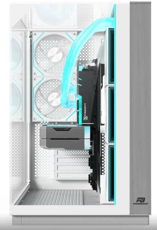 POWERBOOST JBST-PBA100W ECLIPSE BEYAZ 8*ARGB Fan Triple Temperli Cam Type-C Ahşap Mid-T Seaview ATX Gaming Kasa Akvaryum